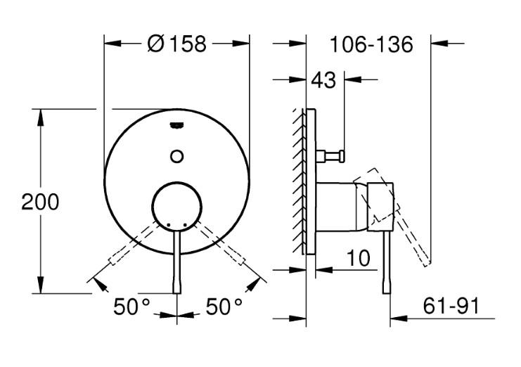 Grohe Essence komplet brusesystem til indbygning m/Rainshower 310 hovedbrus & SmartActive håndbrus - Supersteel
