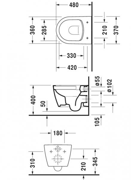 Duravit Me by Starck Compact toiletpakke inkl. sæde m/softclose, Wondergliss, cisterne og krom betjening