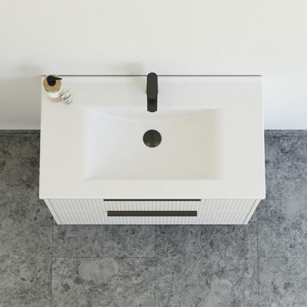 Dansani Mido+ Classic 81 møbelsæt m/Amber vask og 2 skuffer - Striber/mat sand Dansani Mido+ Classic 81 møbelsæt m/Amber vask og 2 skuffer - Striber/mat sand