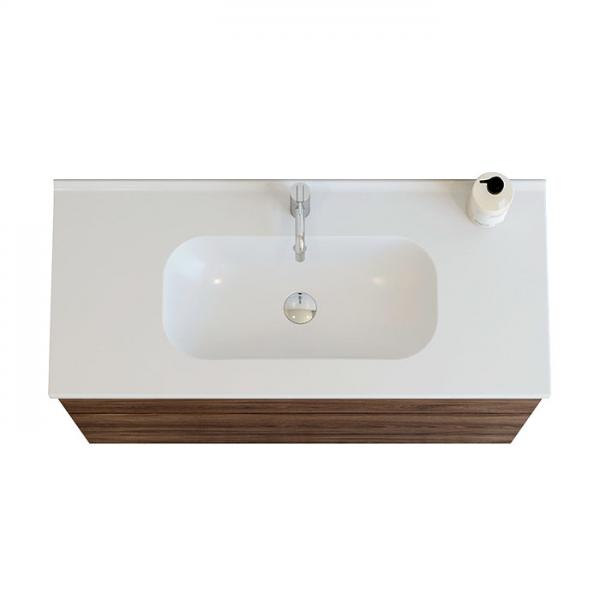 Dansani Luna 101 m&oslash;bels&aelig;t m/Kantate vask, h&oslash;j skuffe og indretning - Brun eg